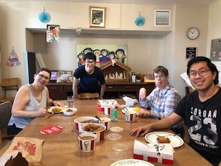 I treated CORE members and live-in assistants with KFC at the end of my time at Lethbridge, Alberta!