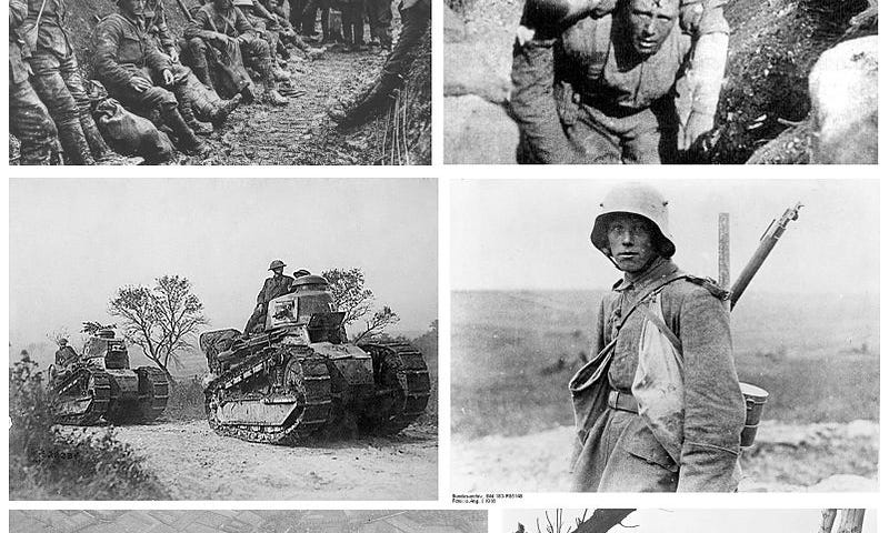 various photos of soldiers in the trenches