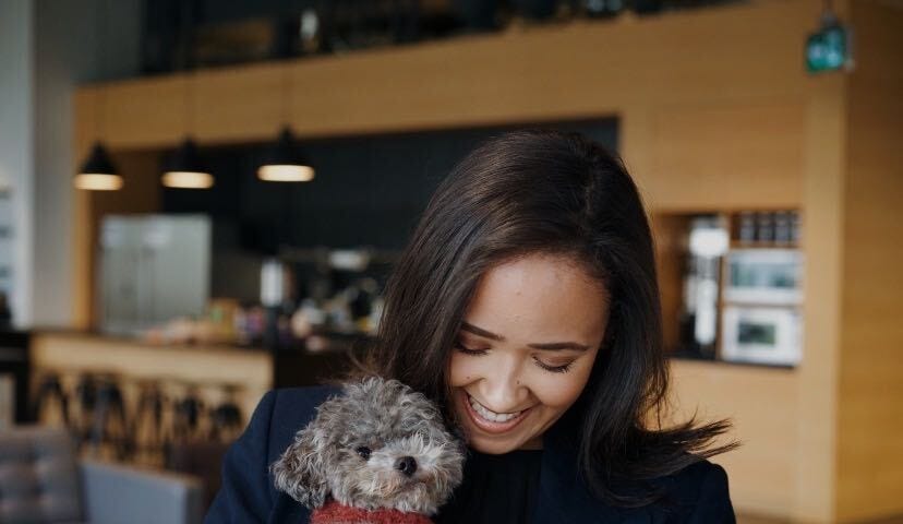 Benchmate with her puppy in the Vancouver office