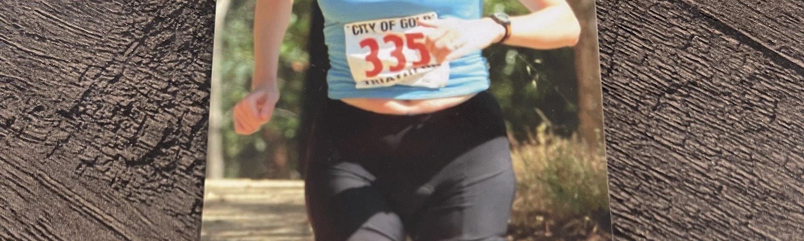 A picture of me in my 30’s running in a Sprint Triathleon