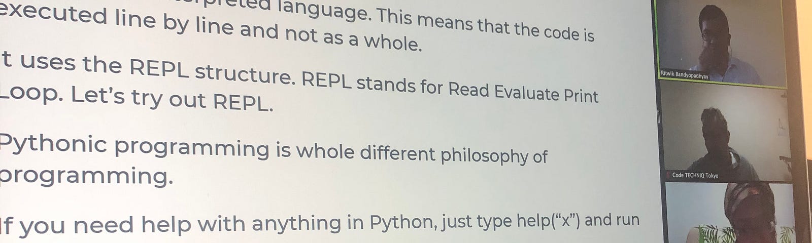 Live online Python class in progress with Code TECHNIQ