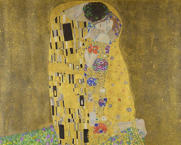 The Kiss by Gustav Klimt (1907–1908). One of the most beautiful images about love. Treu love is universal not personal.