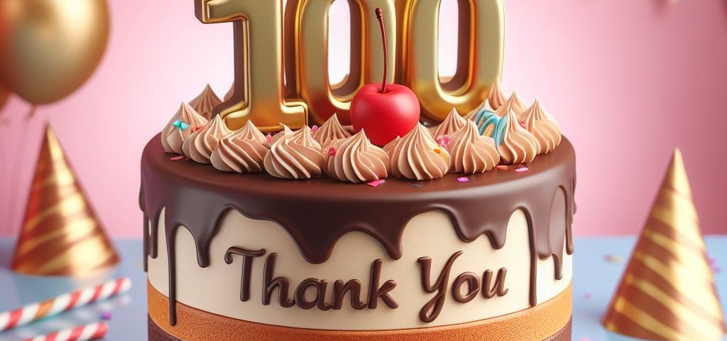 100 thanks cake