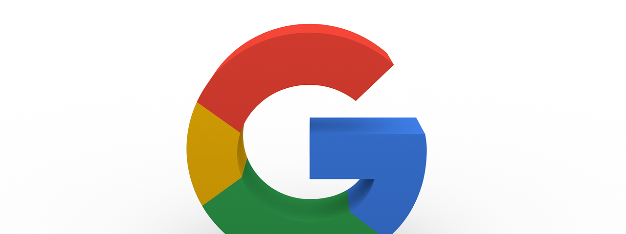 IMAGE: A rendering of the big multicolor G of the Google logo, in 3D and casting a little shadow
