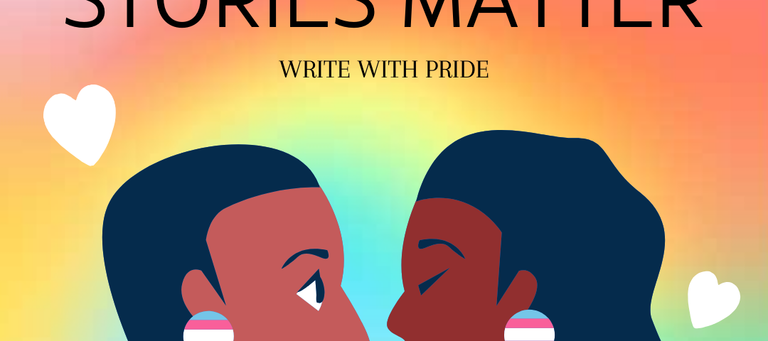 Stories Matter: Write with Pride — illustration of two women embracing