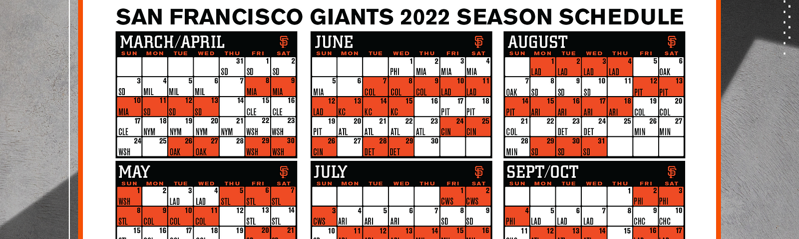 Printable 2019 San Francisco Giants Schedule