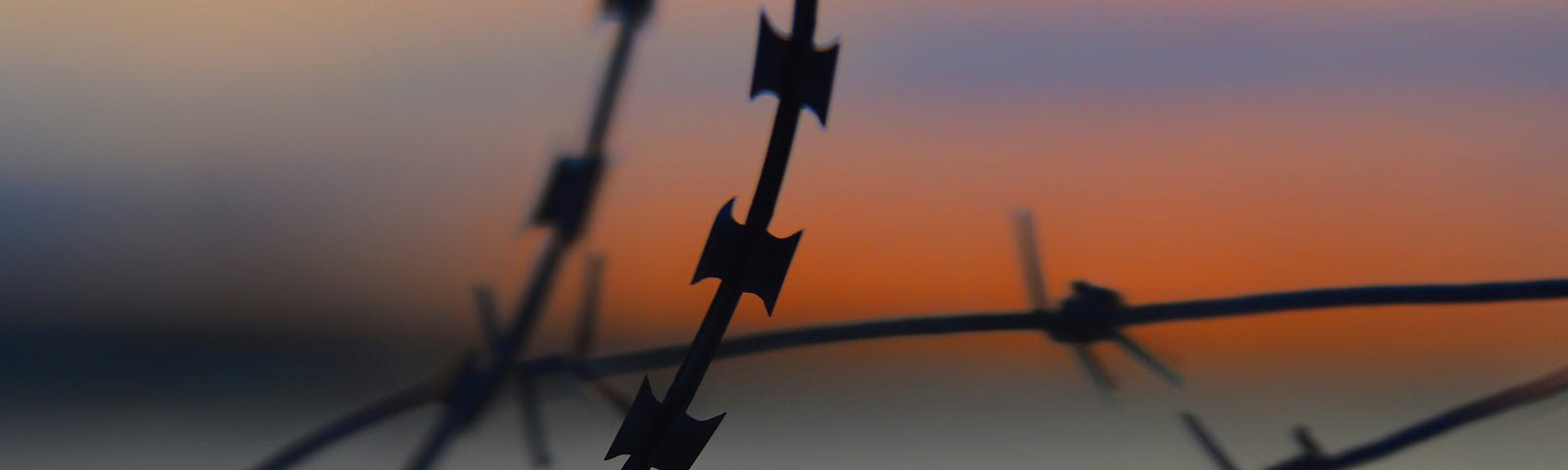 Barbed wire at Sunset