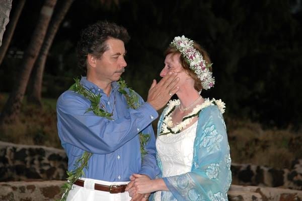 Susan and Michael on their wedding day in Maui.