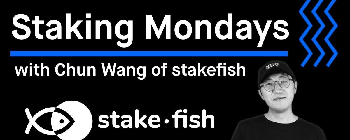 Chung Wang, CEO of stakefish, Staking Rewards interview banner.