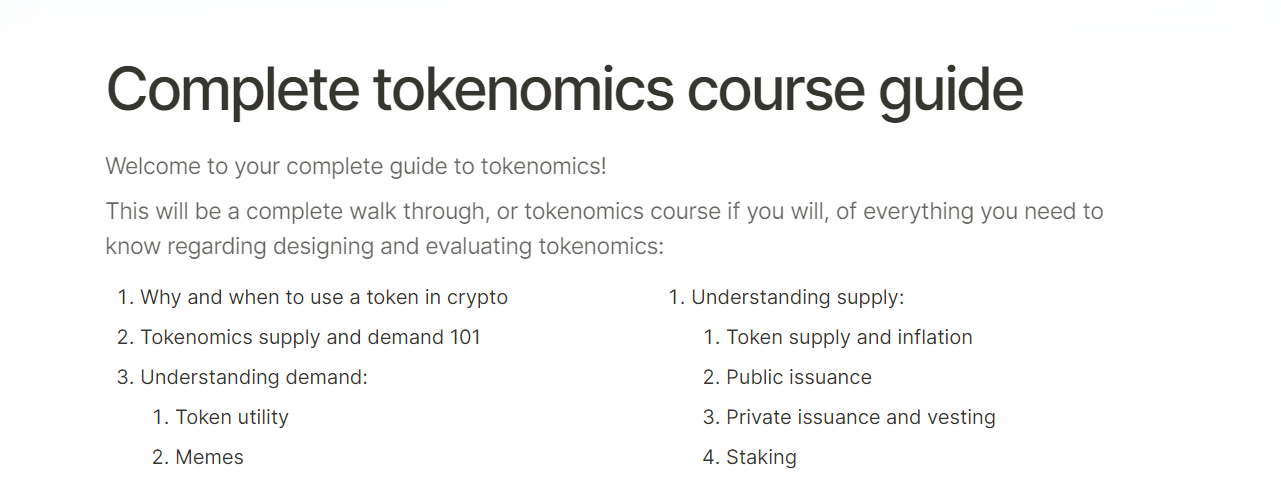 A syllabus for a tokenomics course primer and guide