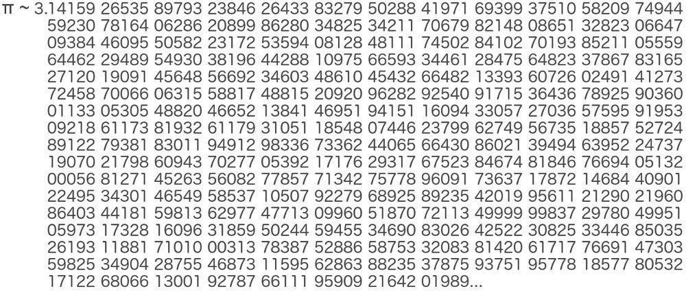 Numbers, value of pi