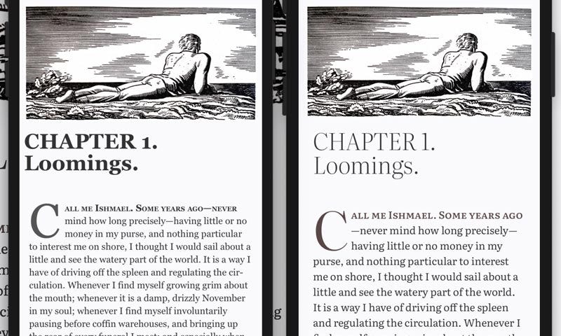 Screenshots showing the text set in Georgia and Literata