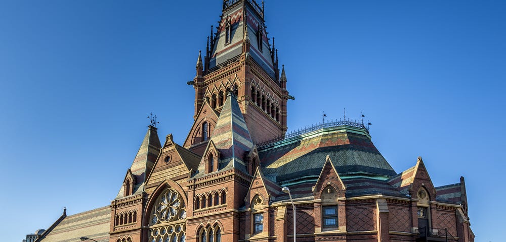 Harvard University Historic Building in Cambridge, Massachusetts, USA.