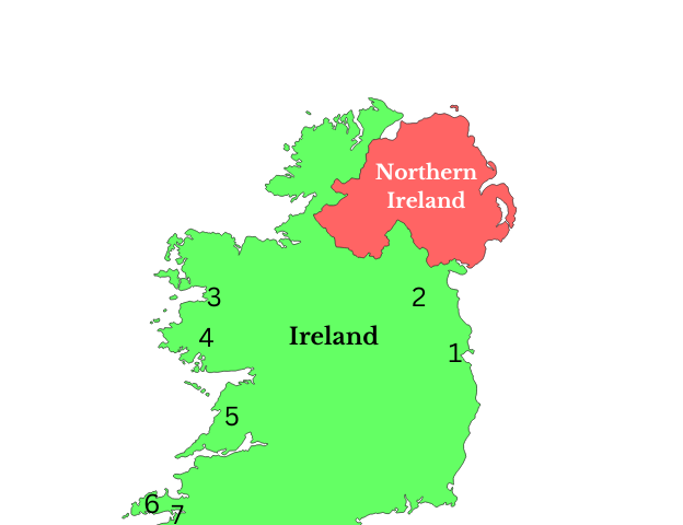 Map of Ireland.