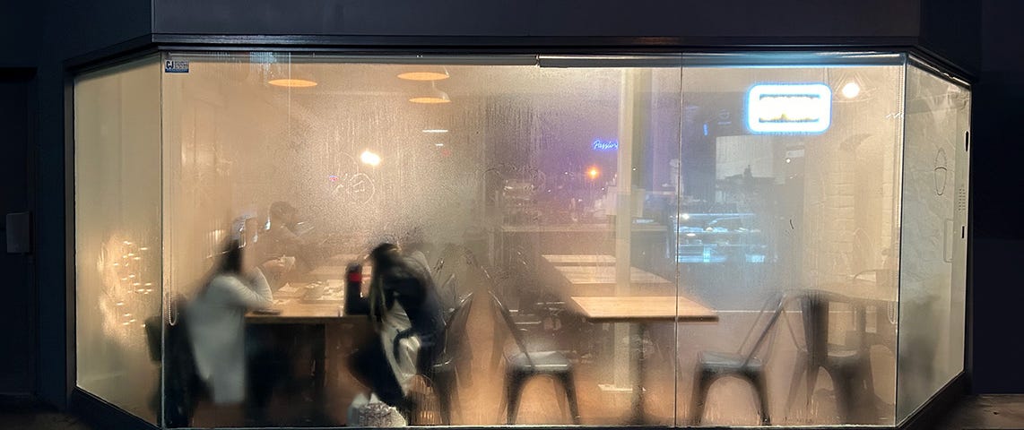 Foggy restaurant window