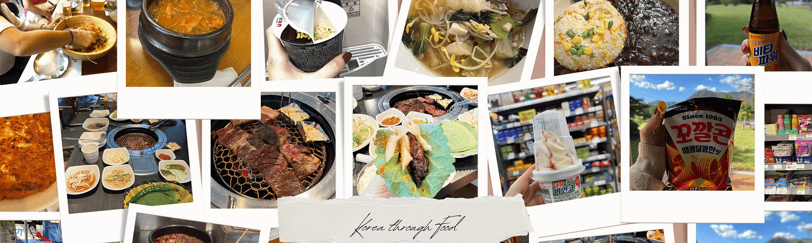 A collage of photos of Korean food