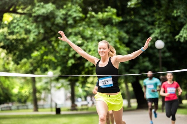 Runner crossing the finish line