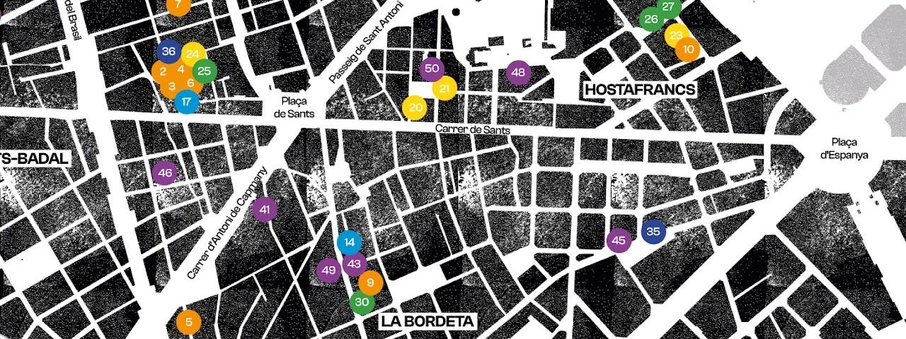 Map of all Impuls Co-op members in the Sants neighborhood