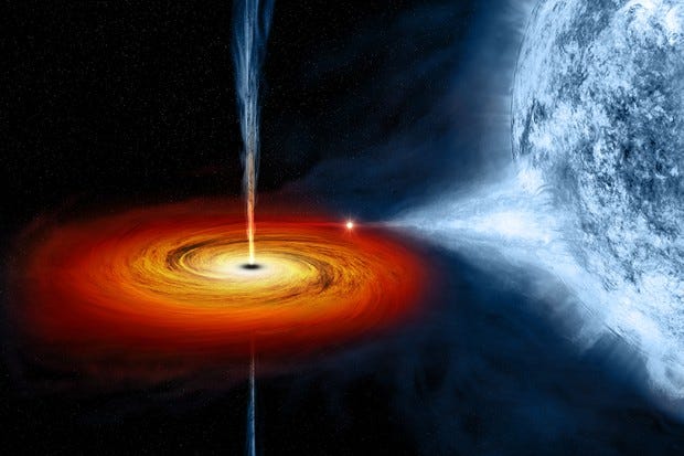 Artistic impression of the accretion disk and jets of a black hole in an X-ray binary.