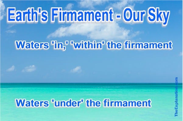 Earth’s Firmament, its ‘expanse’ as the Hebrew puts it. Earth’s sky or atmosphere IN which and UNDER which there is water.