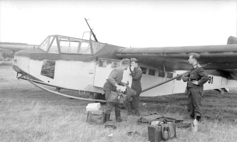 Luftwaffe soldiers loading the DFS 230 glider in preparation for deployment