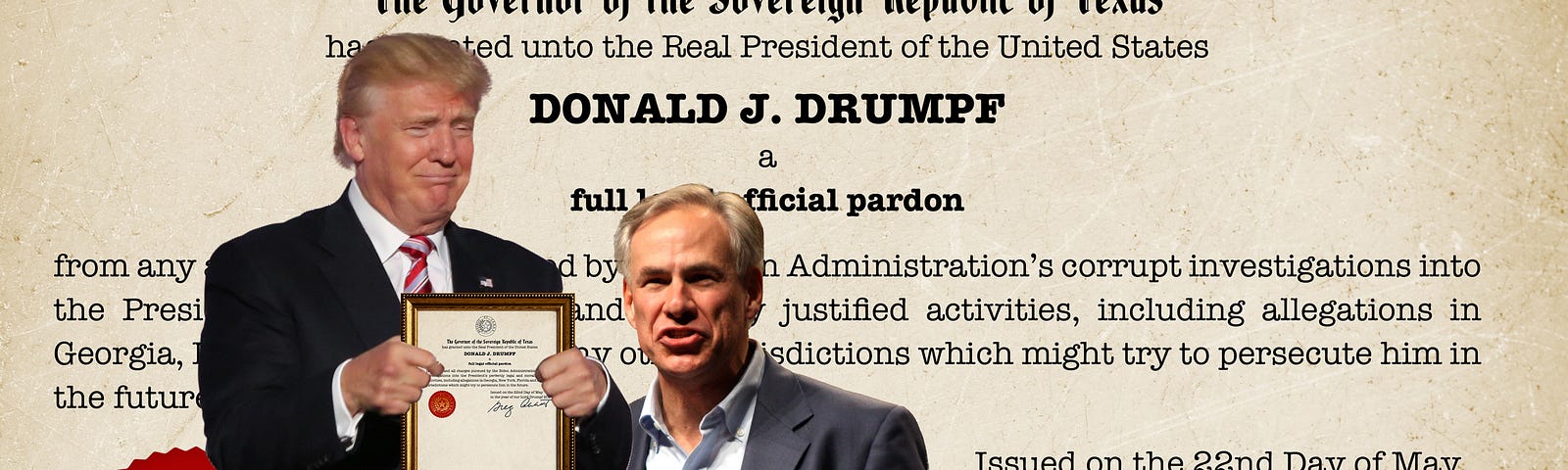 Trump and Abbott with faux pardon