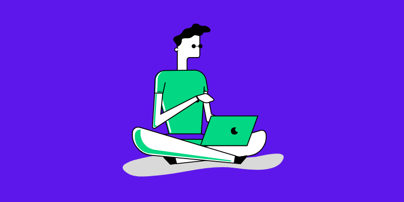 Graphic image of a man on a laptop — My 3 Favorite WordPress Themes for Building a Blogging Empire