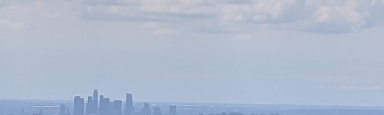 View of downtown Los Angeles skyline from Pasadena/Altadena mountains