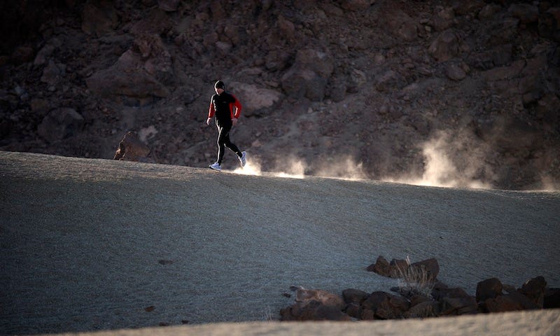 Sports and Breatheology — Stig running in a desert.