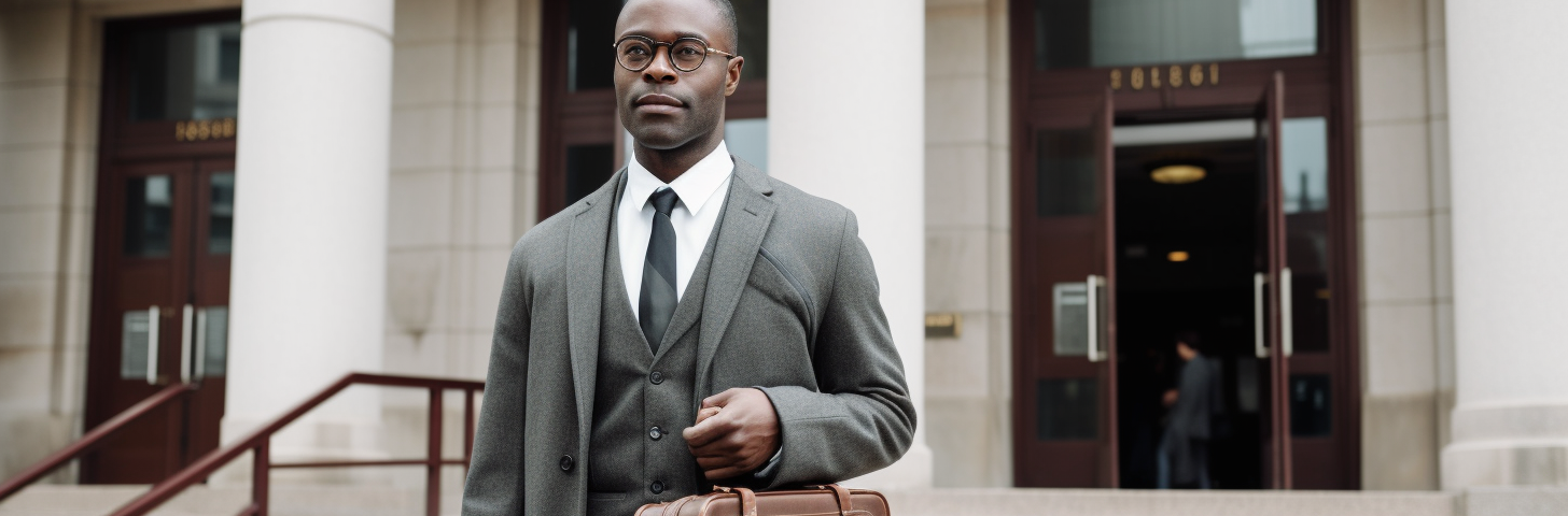 Image of Lawyer Outside Court