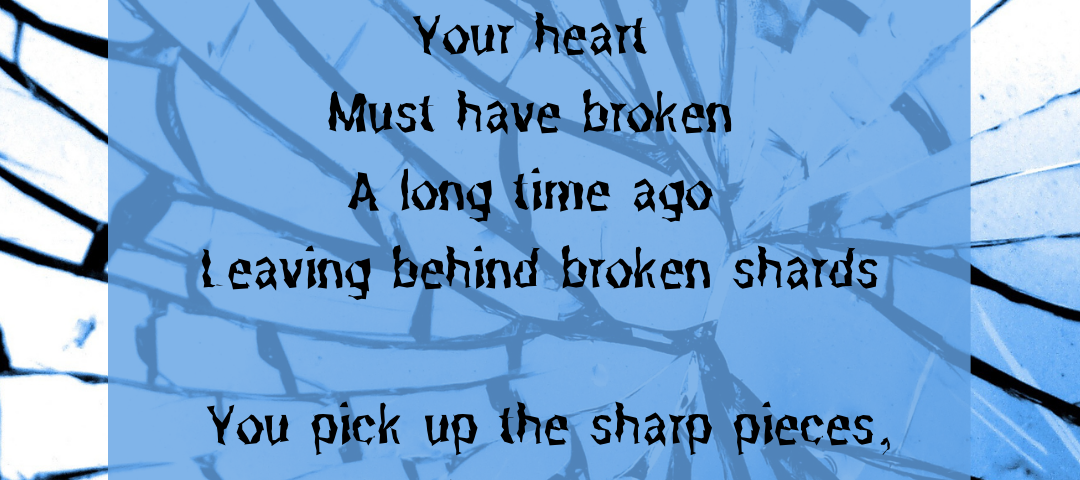 Poetry with a background of broken glass — poem is in the text below