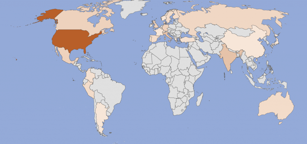 Map of where service designers work.