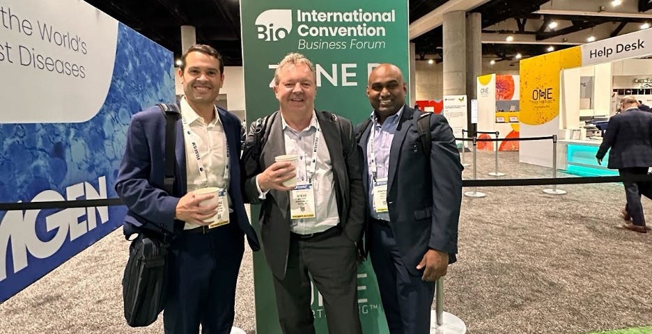 Variant Bio’s André Singer, Steve Bryant, and Prathap Kasina at the BIO International Convention in San Diego