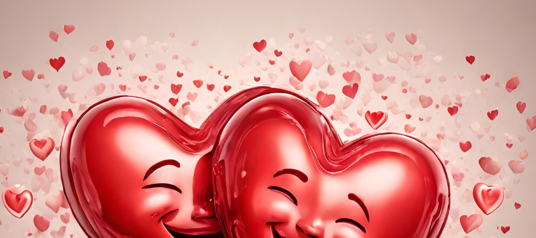Two cartoon hearts smiling.
