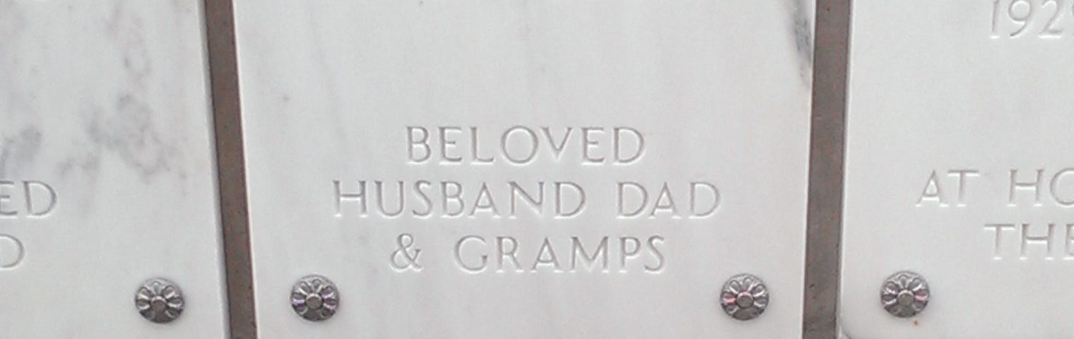 Author Gloria Lesher’s photo of her husband’s tombstone