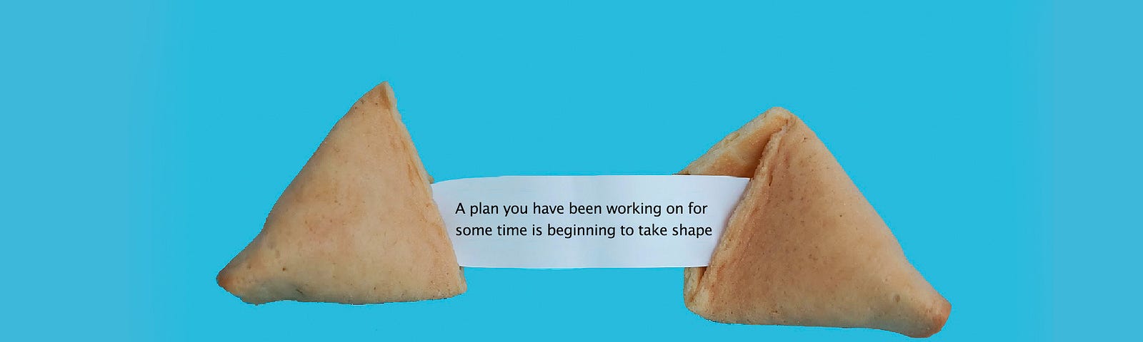 A fortune cookie saying “A plan you have been working on is beginning to take shape” Img credit: Elena Koycheva — Unsplash