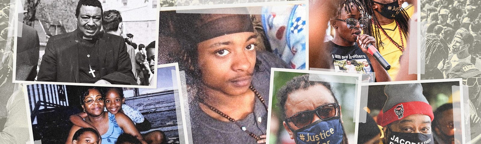 A graphic featuring photos of Jacob Blake and his family.