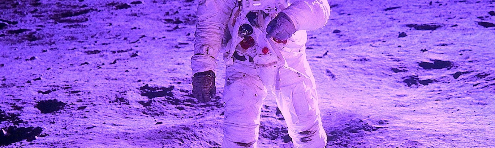 Apollo 11 astronaut Buzz Aldrin walking on the surface of the moon. Photo taken on 20 July 1969.