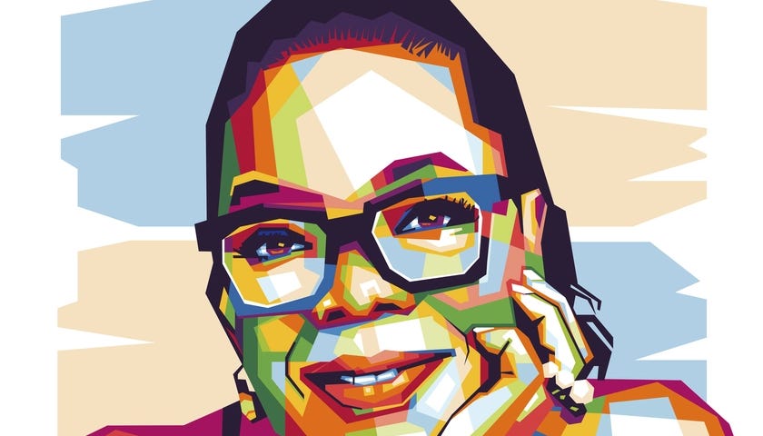 A colorful digital art painting of the incomparable Oprah Winfrey.