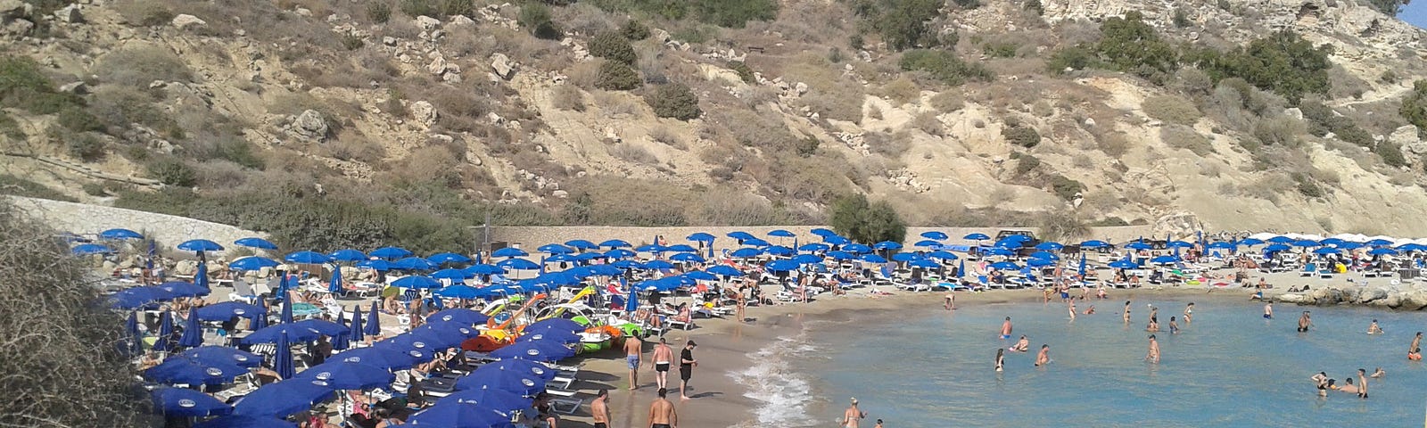crowded beaches Konnos Beach a distant memory no longer permitted with social dsitancing