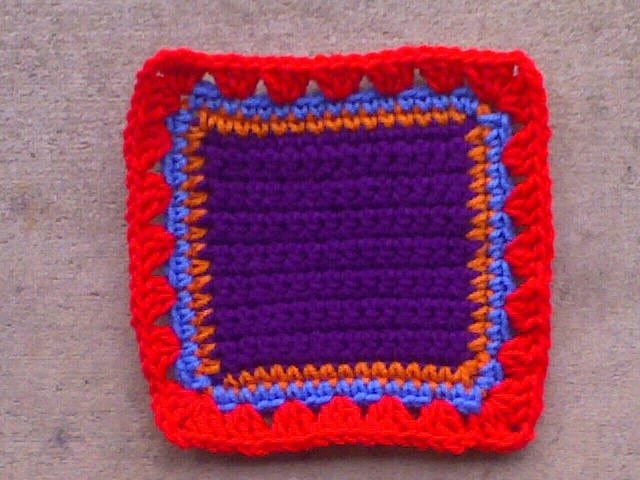 An extremely versatile single crochet square turned into a granny square