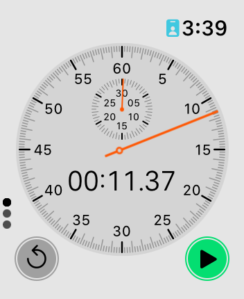 Photo of stopwatch app on my Apple Watch showing an elapsed time of 11.37 seconds.