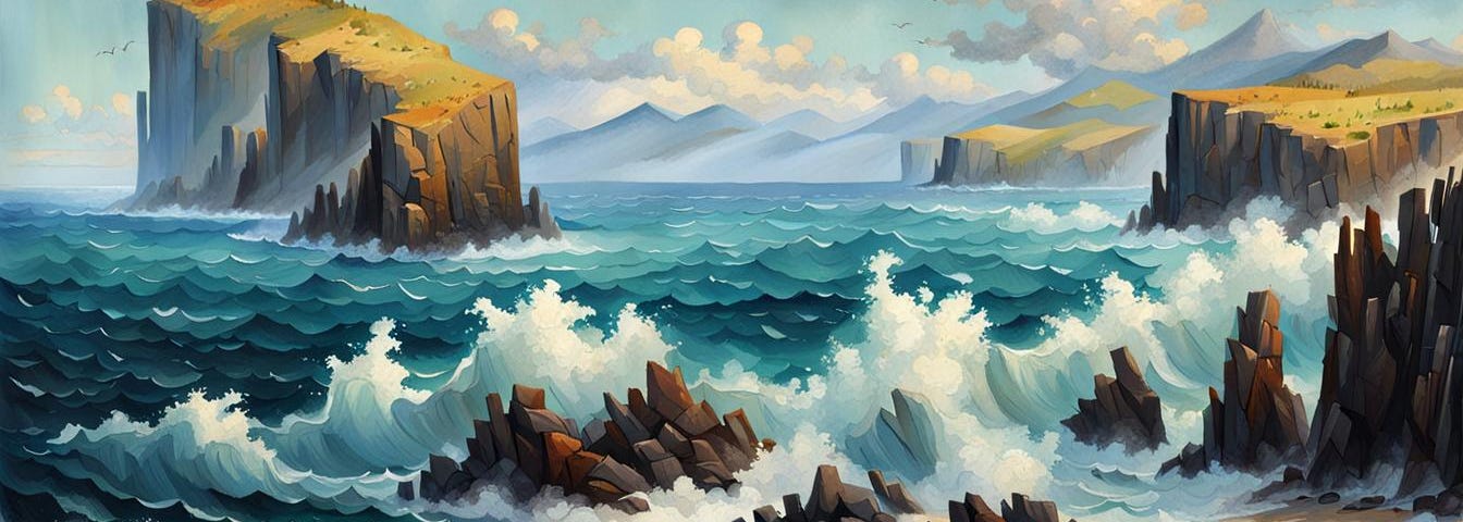 Rough sea, artist impression