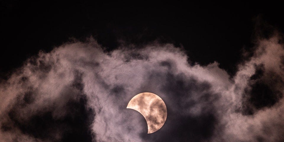 A picture of the moon being eclipsed.