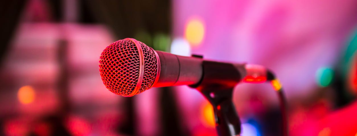 Microphone in front of audience.