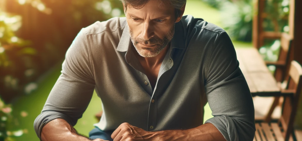 Man contemplating mindmap.