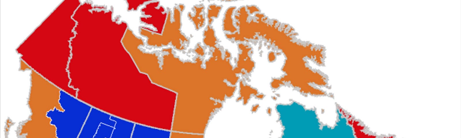 Canadian 2019 federal election map coded by winning parties