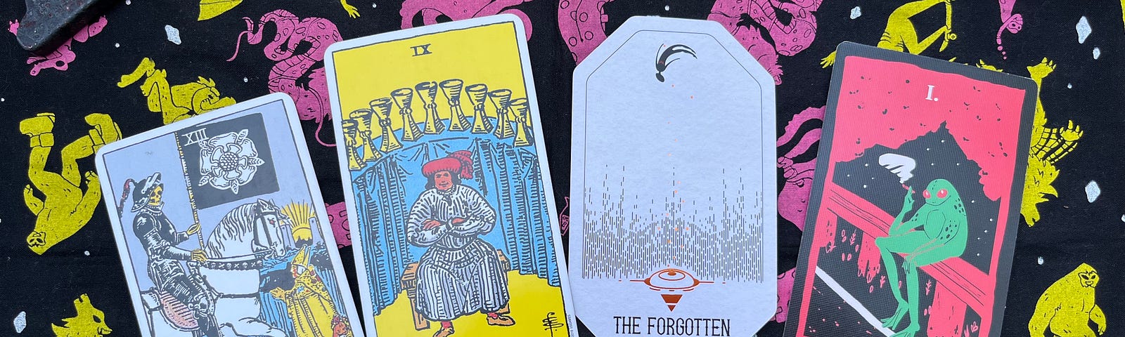 weekly tarot reading for June 17th-23rd, 2024: Death, 9 of Cups, The Forgotten, and Loveland Frogman