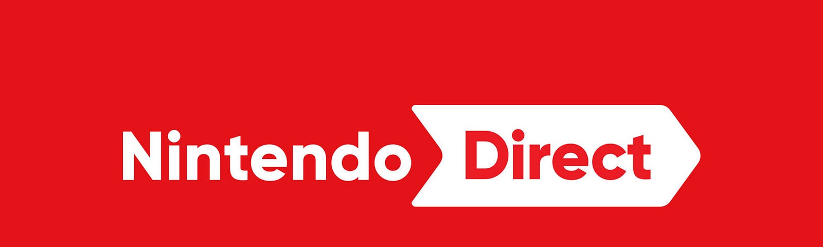 The Nintendo Direct logo, which consists of those words in white and red, with an arrow design around the second word.