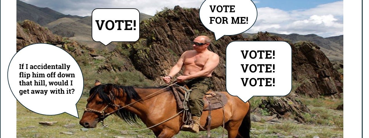 Vladimir Putin on a horse